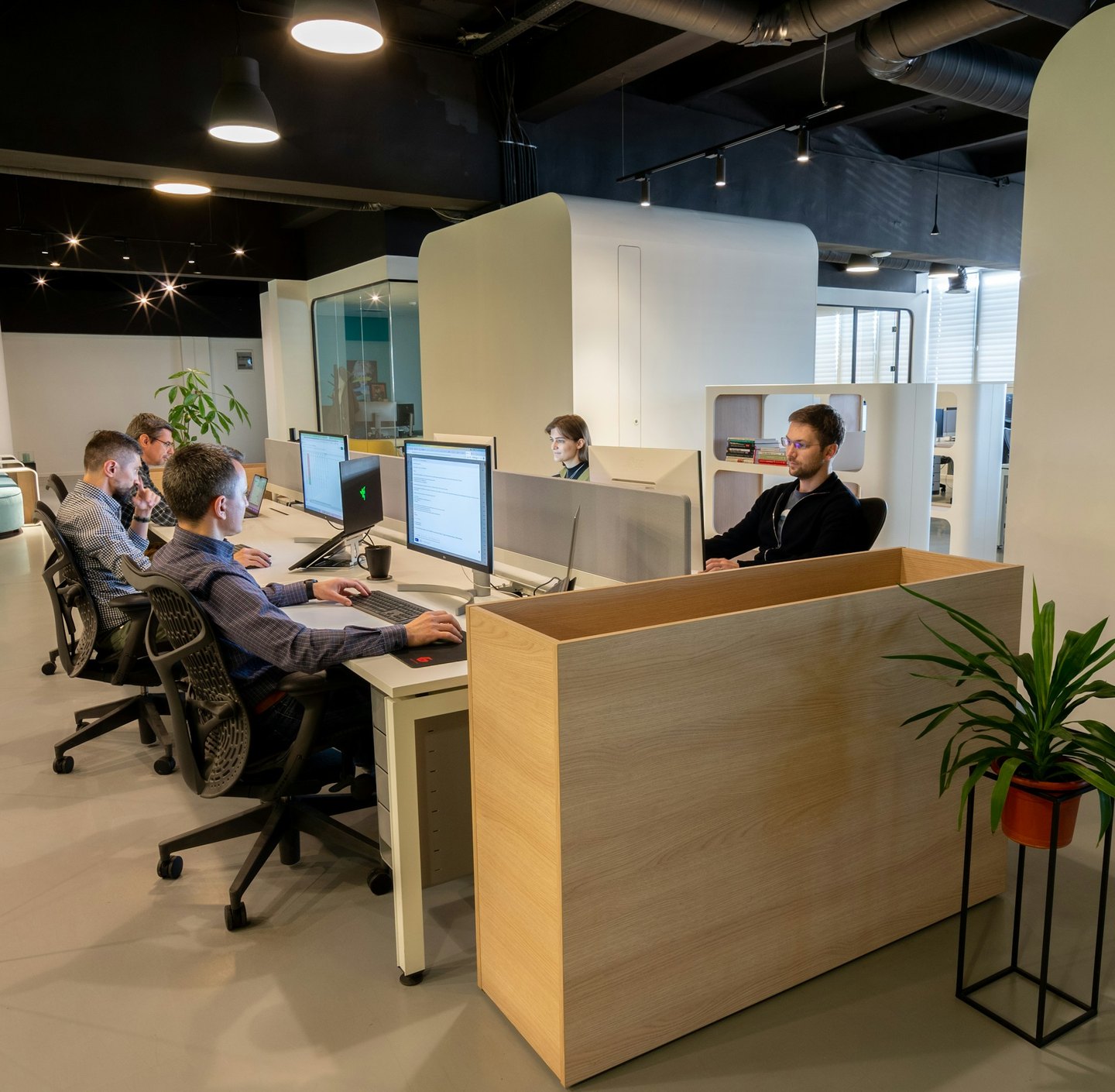 An EIDA support team at their workstations in an open-plan office